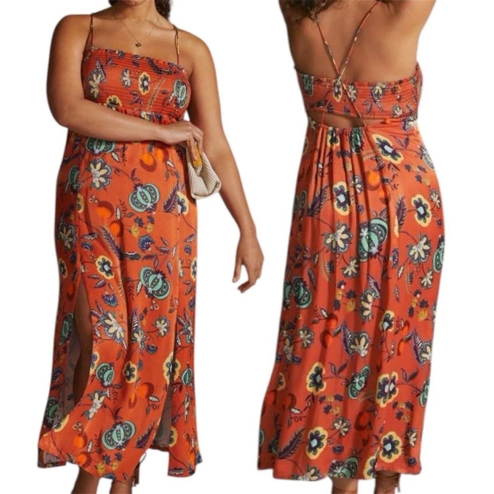 Anthropologie Maeve Floral Cross Back Maxi Dress, Size 2X, NWOT.